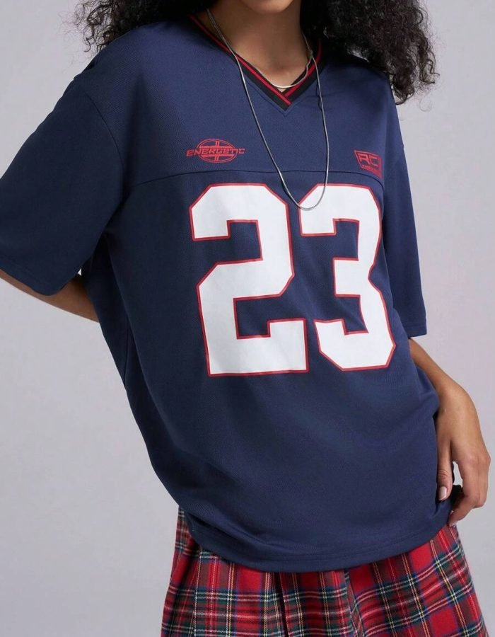 تيشيرت نسائي بأكمام قصيرة من القطن الطبيعي لون ازرق مقاس M